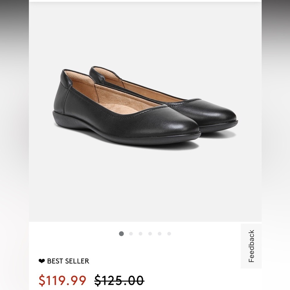 Naturalizer Flexy black leather coquette balletcore minimalist flats size 8M